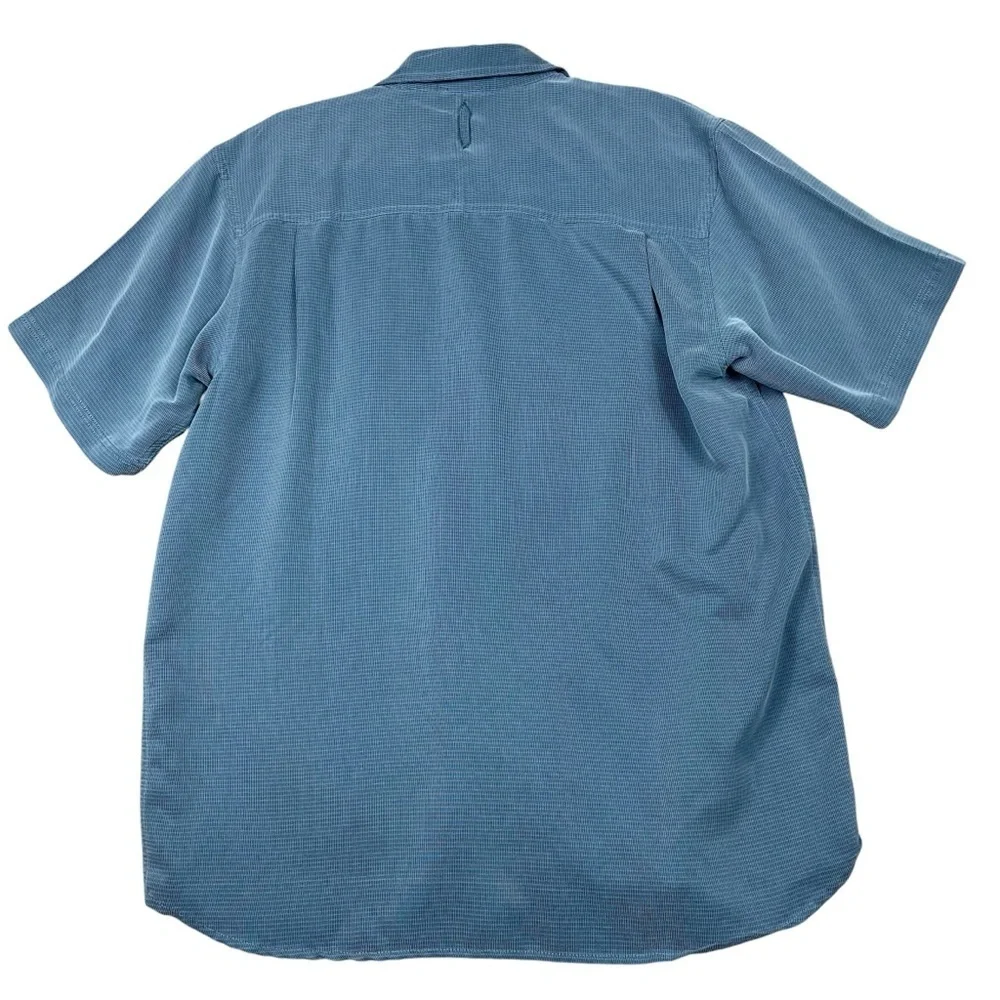 The North Face Men's Blue Button Up Short Sleeve Outdoor Activewear Shirt - Sz L